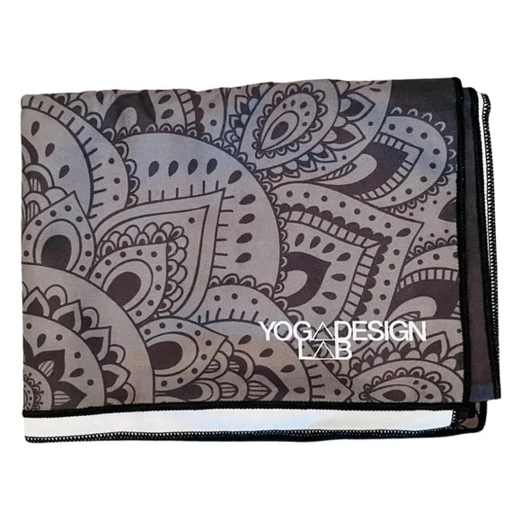 Yoga Design Lab Hot Yoga Towel (Yoga Mat Towel)  in Black with Mandala Print - Picture 3 of 8